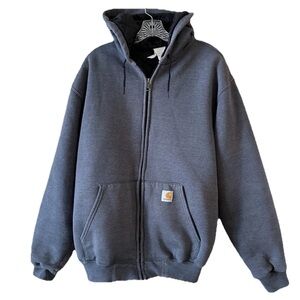 Carhartt Gray Full Zip Quilted Lined Jacket, Vintage Style, Size XL
